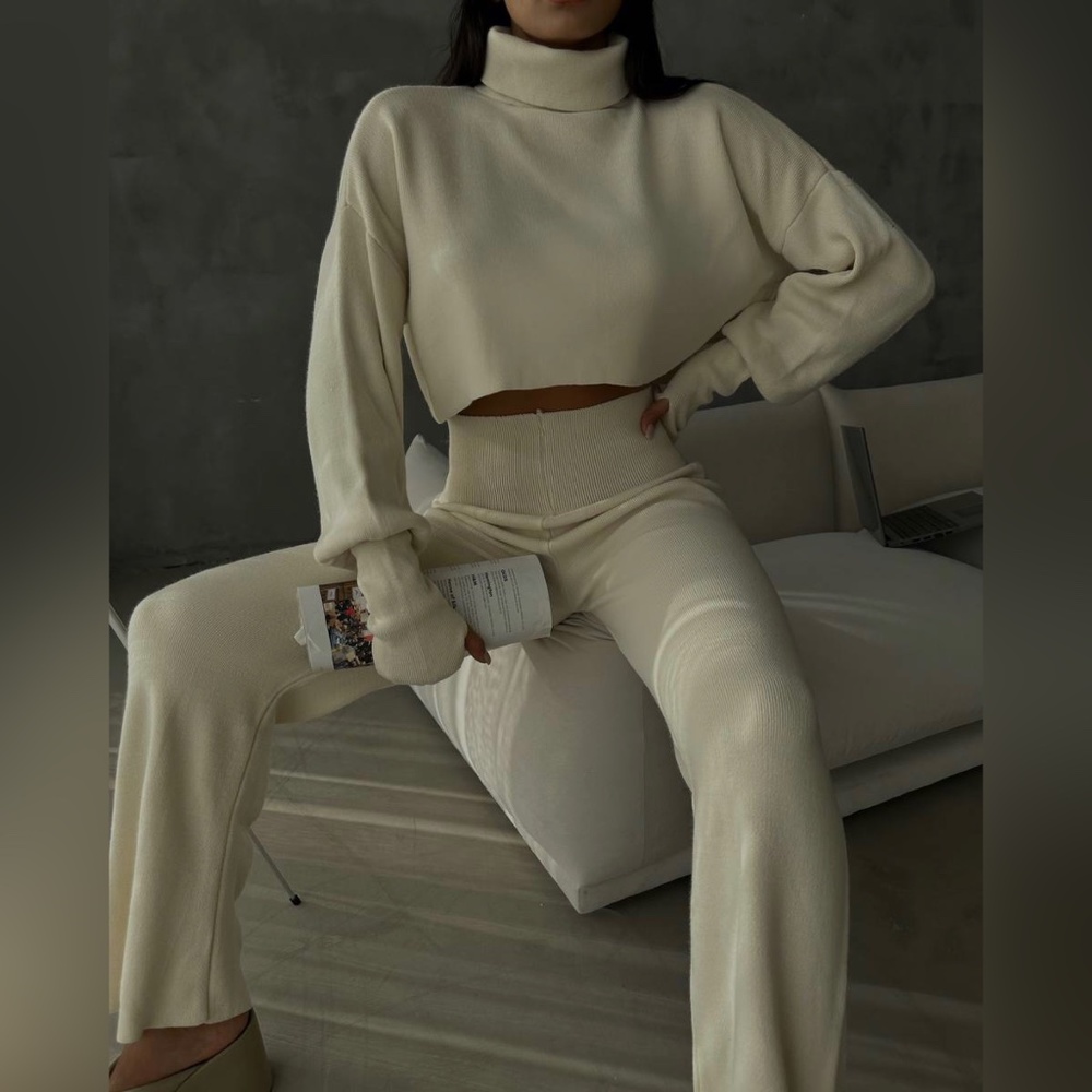 Knitted Sweater and matching wide leg pants